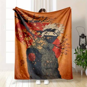 Kakashi Hatake Anime Flannel Blanket Soft Comfortable Warm Fleece Throw Blanket Living Room Bedroom Sofa Cozy Oversized Trending Flannel Blanket Viral Blanket Trend Gift Ideas Cozy Home Decor