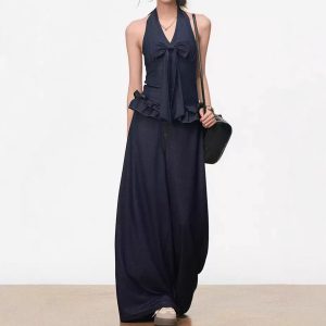 Month issue Korean commuter imitation Tennis denim suit bow