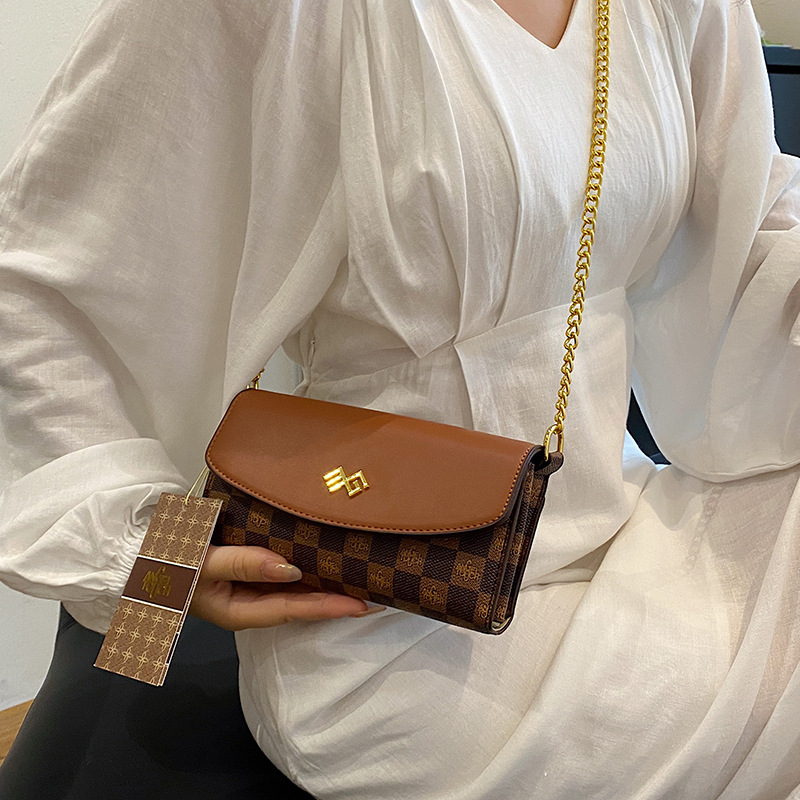 Contrast color women's bag women's handbag simple high-end fashion and versatile large capacity crossbody bag
