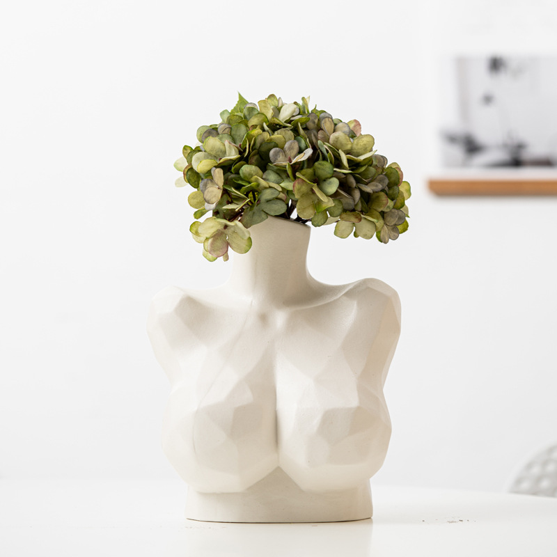 Modern simple abstract half-body geometric ceramic vase furniture ornament craft decoration