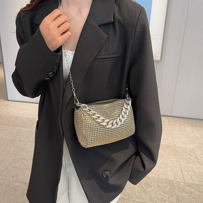 This year's popular bright diamond small bags for women's summer trendy chain crossbody bags niche shoulder bags