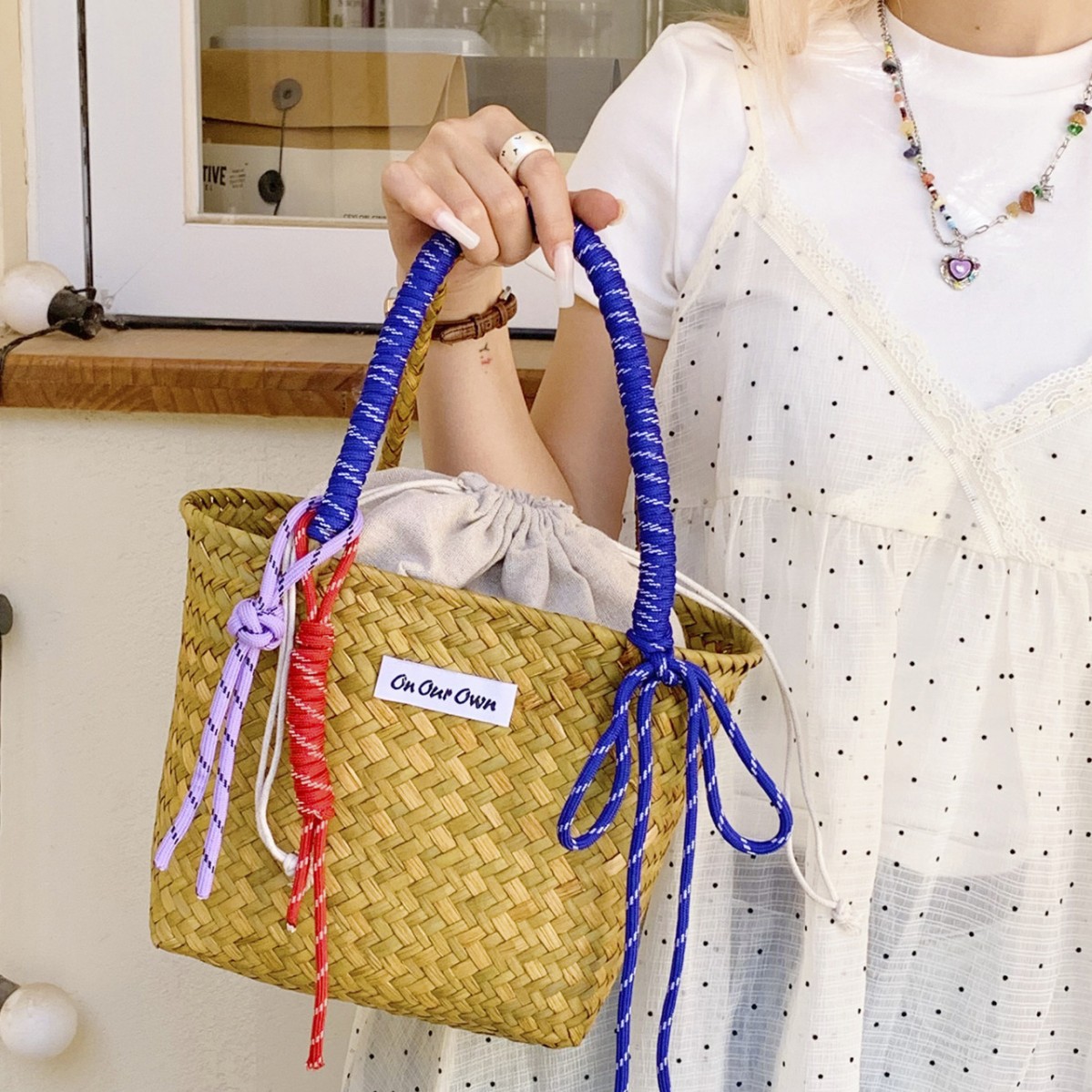 Handmade practical straw woven shoulder bag vacation beach bag woven bag large capacity