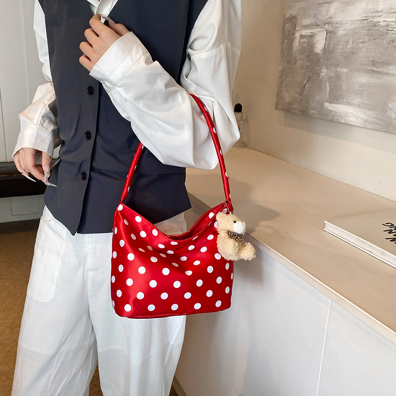 One-shoulder mini spots niche spring and summer bag trendy small bag casual tote bag women's bag polka dot hand carry